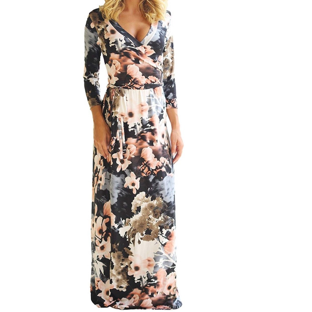 Summer Floral Print Maxi Long Dress